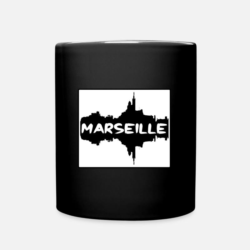 Marseille Frankreich Skyline Silhouette Reisesouveni - Tasse einfarbig - Schwarz