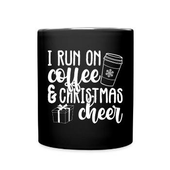 Ich laufe auf Kaffee und Weihnachtsstimmung - Tasse einfarbig - Schwarz - Vorne