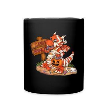 Lustiger Drache im Mumien Kostüm für Halloween - Tasse einfarbig - Schwarz - Vorne