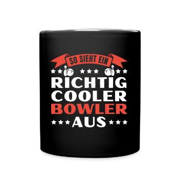 Bowling Bowler Guter Strike Herren Geschenk - Tasse einfarbig - Schwarz - Vorne