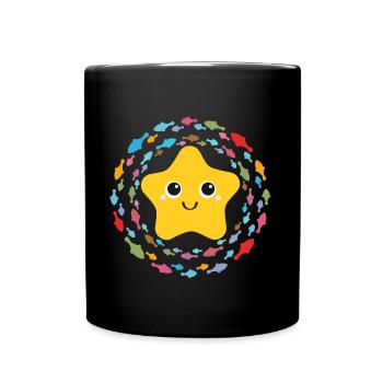 Little sweet starfish in the colorful fish circle - Full Colour Mug - black - Front