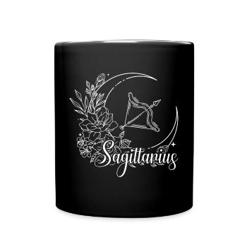 Sagittaire Archer Floral Lune - Mug uni - noir - Devant