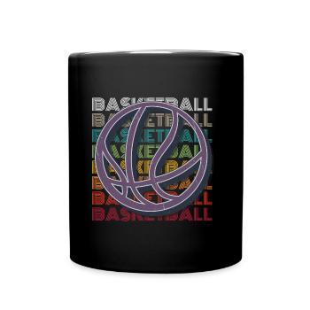 Basketball Retro - Tasse einfarbig - Schwarz - Vorne