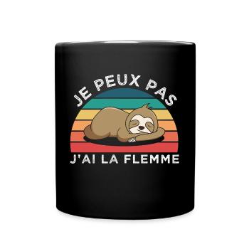 Je peux pas j'ai la flemme humour paresseux cadeau - Mug uni - noir - Devant