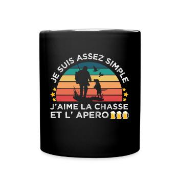Chasse et apéro humour chasseur cadeau chasse cool - Mug uni - noir - Devant