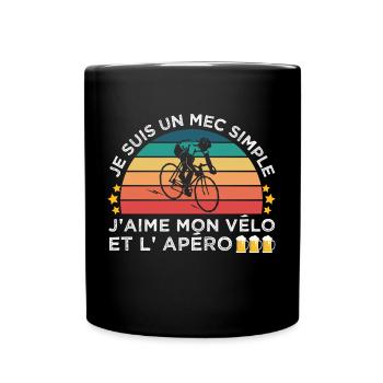 Vélo et apéro humour cycliste cadeau cyclisme - Mug uni - noir - Devant