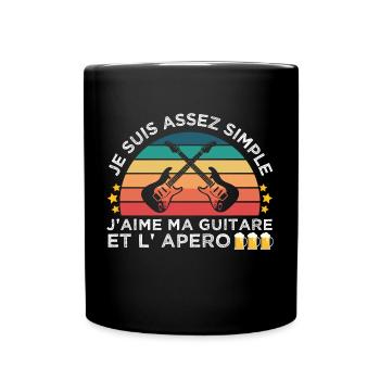 Guitare et apéro humour guitariste cadeau vintage. - Mug uni - noir - Devant