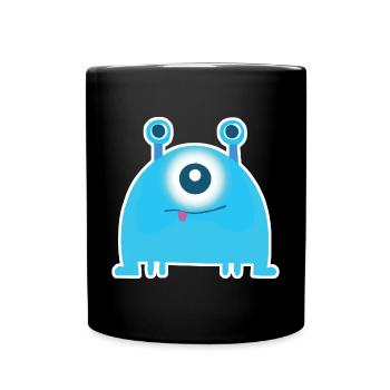Süßes Einäugiges Monster | Lustiges blaues Chibi-Alien - Tasse einfarbig - Schwarz - Vorne