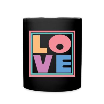 Cool Colorful Love Square Gift Men Women & Kids - Full Colour Mug - black - Front