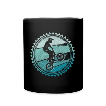 Fahrrad Radfahrer Retro Tricks BMX - Tasse einfarbig - Schwarz - Vorne