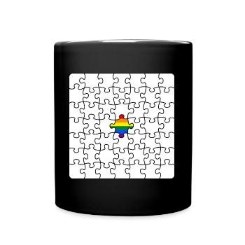 LGBTQ Puzzle Rainbow Flag Puzzle Piece LGBT - Mug uni - noir - Devant