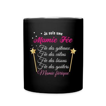 Cadeau Des Petits Enfants Pour Mamie Fée D'Amour - Mug uni - noir - Devant