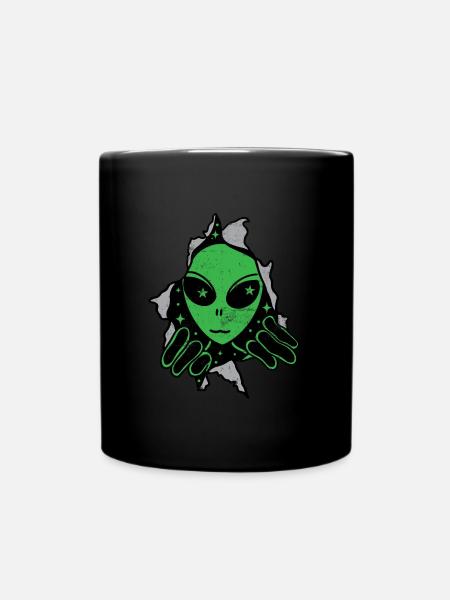 Alien Ufo Geschenk - Tasse einfarbig - Schwarz