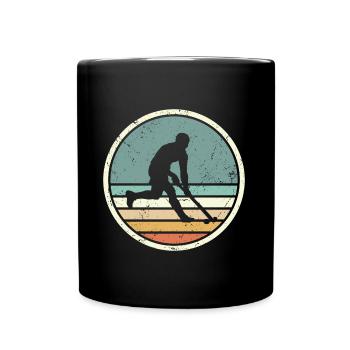 Hockey Spieler Vintage Grafik Feldhockey - Tasse einfarbig - Schwarz - Vorne