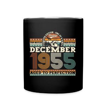 Né en décembre 1955 cadeau de 67e anniversaire - Mug uni - noir - Devant