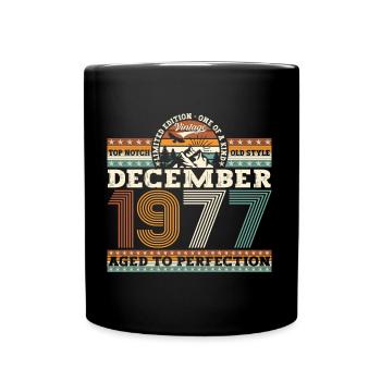 December Vintage 1977 45th Birthday Gift - Full Colour Mug - black - Front