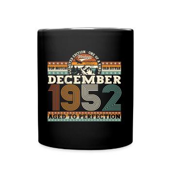 Né en décembre 1952 Cadeau du 70e anniversaire - Mug uni - noir - Devant