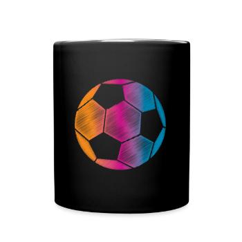 Bunter Fussball - Tasse einfarbig - Schwarz - Vorne