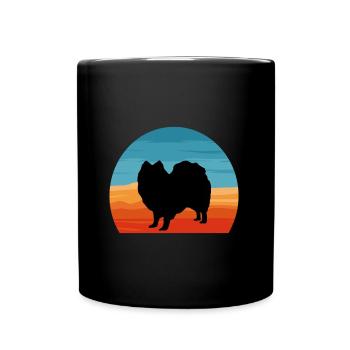 Indian Spitz Dog Lover Silhouette Vintage Sunset - Mug uni - noir - Devant