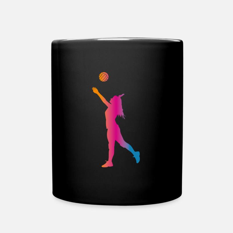 Volleyball Mädchen - Tasse einfarbig - Schwarz