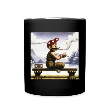 Ukiyo-e Gemälde eines rauchenden Mannes. - Tasse einfarbig - Schwarz - Vorne