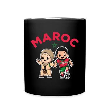 Moroccan player with his mother Morocco Football Gift - Full Colour Mug - black - Front