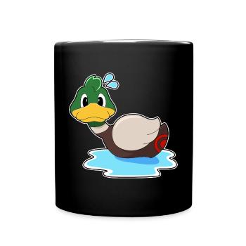 Ente Schwimmen - Tasse einfarbig - Schwarz - Vorne