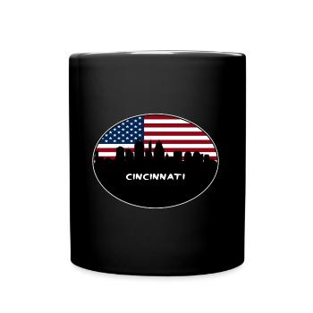 Cincinnati Ohio USA Flag Skyline Souvenir de voyage - Mug uni - noir - Devant