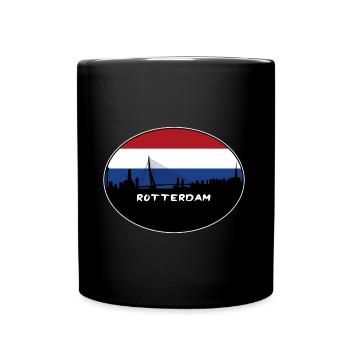 Rotterdam Netherlands Flag Skyline Silhouette Trav - Full Colour Mug - black - Front