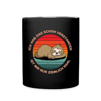 Faultier - lustiger Spruch - Tasse einfarbig - Schwarz - Vorne