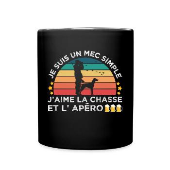 Chasse et apéro humour chasseur cadeau chasse cool - Mug uni - noir - Devant