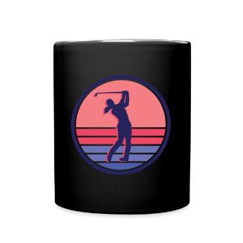 Golf Golfer Golfen Frauen Golfspieler - Tasse einfarbig - Schwarz - Vorne