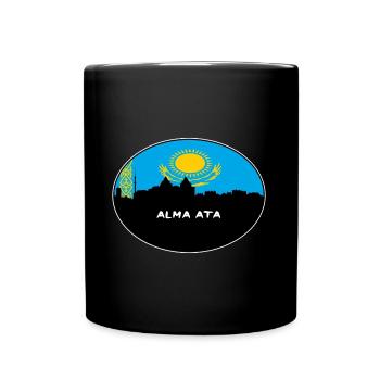 Alma Ata Kasachstan Flagge Skyline Silhouette Reisen - Tasse einfarbig - Schwarz - Vorne