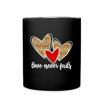 love never fails - Tasse einfarbig - Schwarz - Vorne