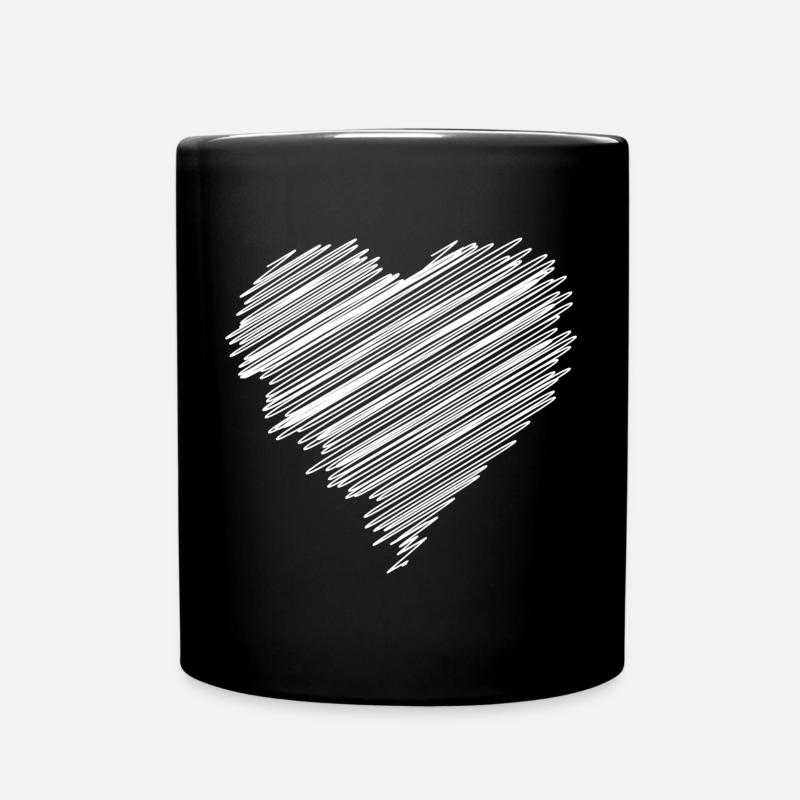 Cœur d’amour gribouillé blanc - Mug uni - noir