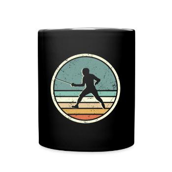 Fechten Fechtsport Grafik Retro Fechter - Tasse einfarbig - Schwarz - Vorne