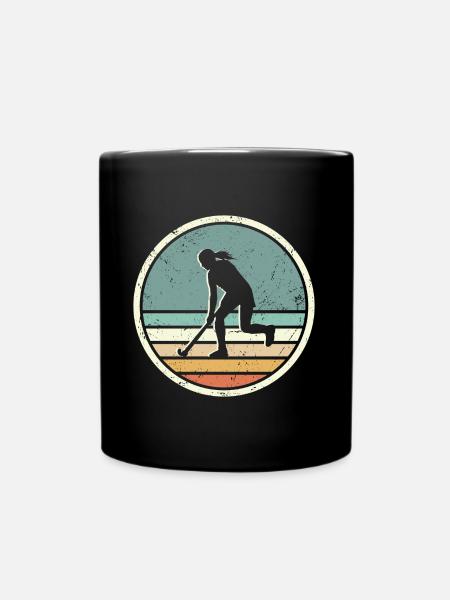 Field Hockey Player Retro Women Hockey - Full Colour Mug - black