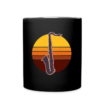 Retro Saxophone Gift Idea - Full Colour Mug - black - Front