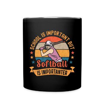 School is Important but Softball is Importanter - Full Colour Mug - black - Front