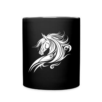 Cheval, Équitation, Style de tatouage tribal, Fan de nature animale - Mug uni - noir - Devant
