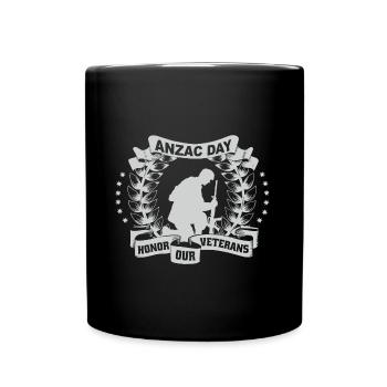 ANZAC DAY - HONOR OUR VETERANS - Full Colour Mug - black - Front