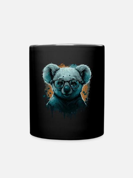 Koala Nerd - Tasse einfarbig - Schwarz