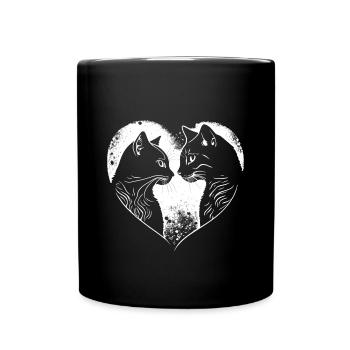 Chats avec cœur Saint-Valentin Cher chat Chat - Mug uni - noir - Devant