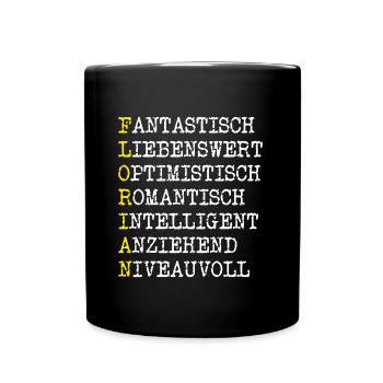 Positive Eigenschaften Florian - Tasse einfarbig - Schwarz - Vorne