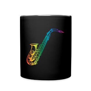 Saxofon Saxophonist Geschenk - Tasse einfarbig - Schwarz - Vorne