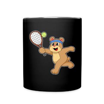 Bear Tennis Racket Sport - Full Colour Mug - black - Front
