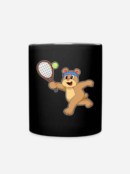 Bär Tennis Tennisschläger Sport - Tasse einfarbig - Schwarz
