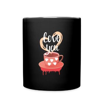 Love you Valentinstag - Tasse einfarbig - Schwarz - Vorne
