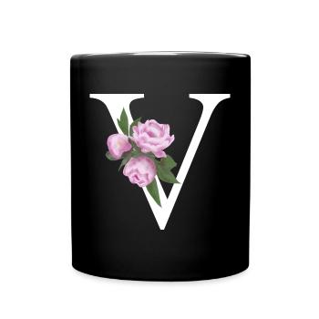 V - Tasse einfarbig - Schwarz - Vorne