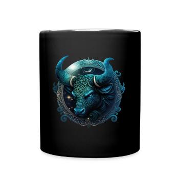 Sternzeichen Stier - Tasse einfarbig - Schwarz - Vorne